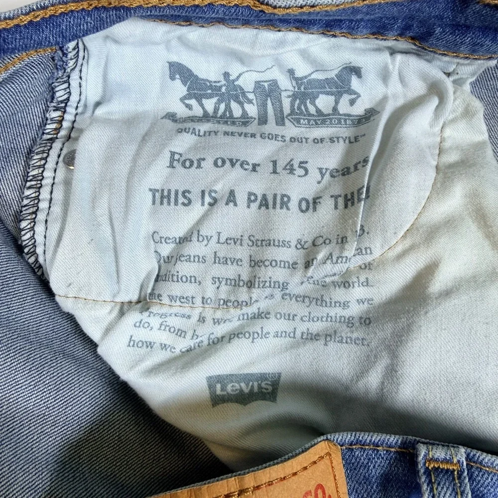 Levi's 505 Jeans Mens 36x30 Blue Denim Faded Stretch Red Tab Boho Straight Leg